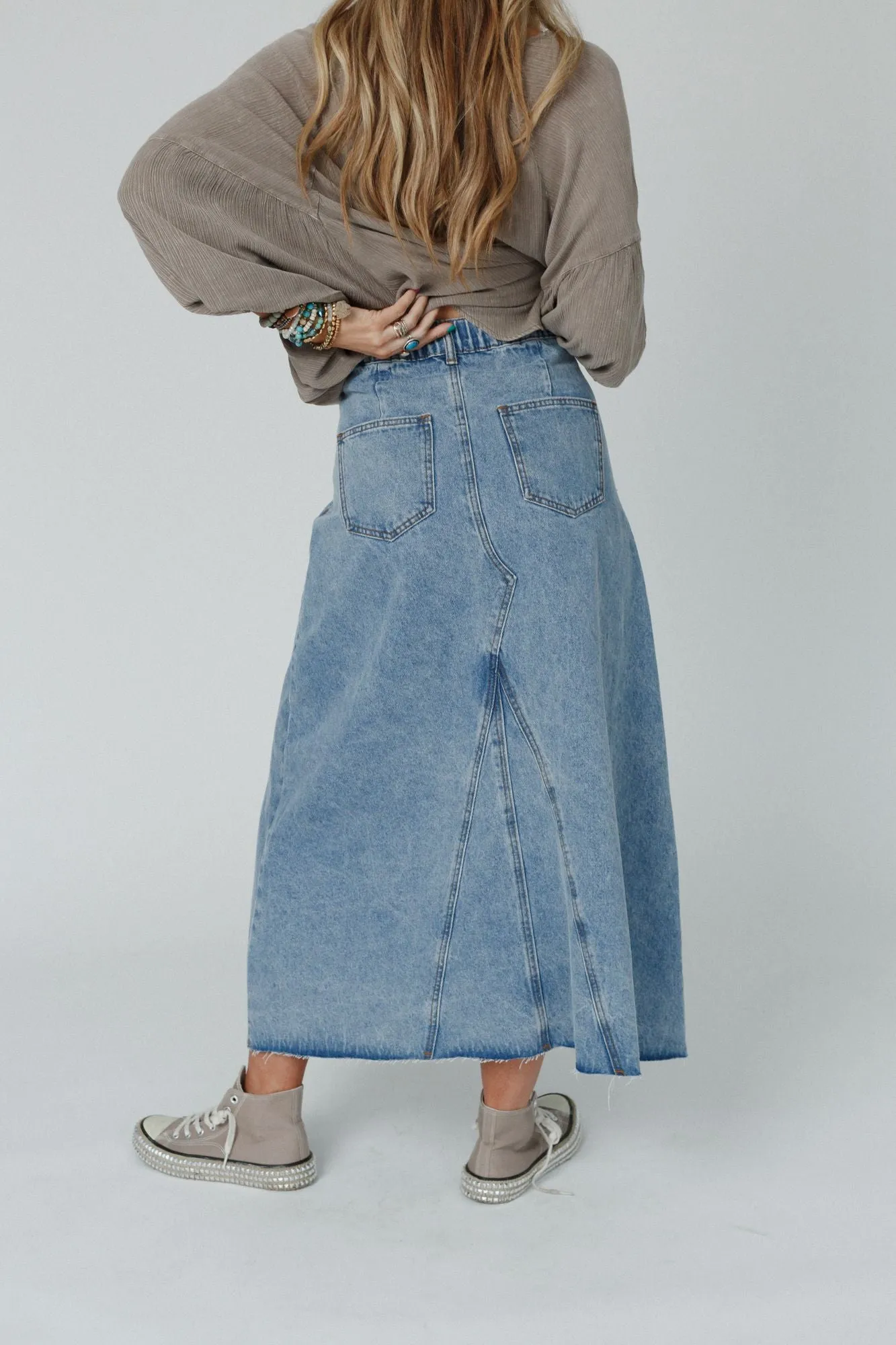 Classic Denim Maxi Skirt - Effortless Style for Every Occasion