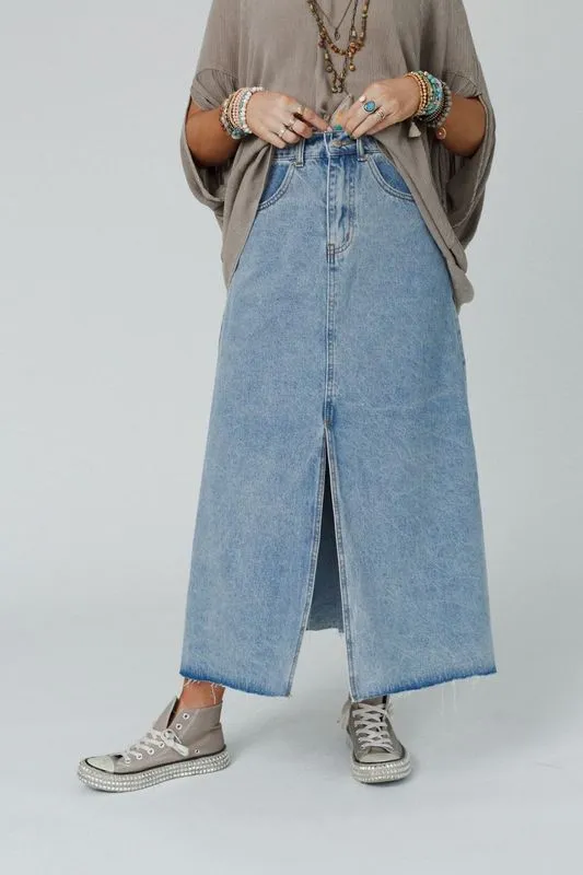 Classic Denim Maxi Skirt - Effortless Style for Every Occasion