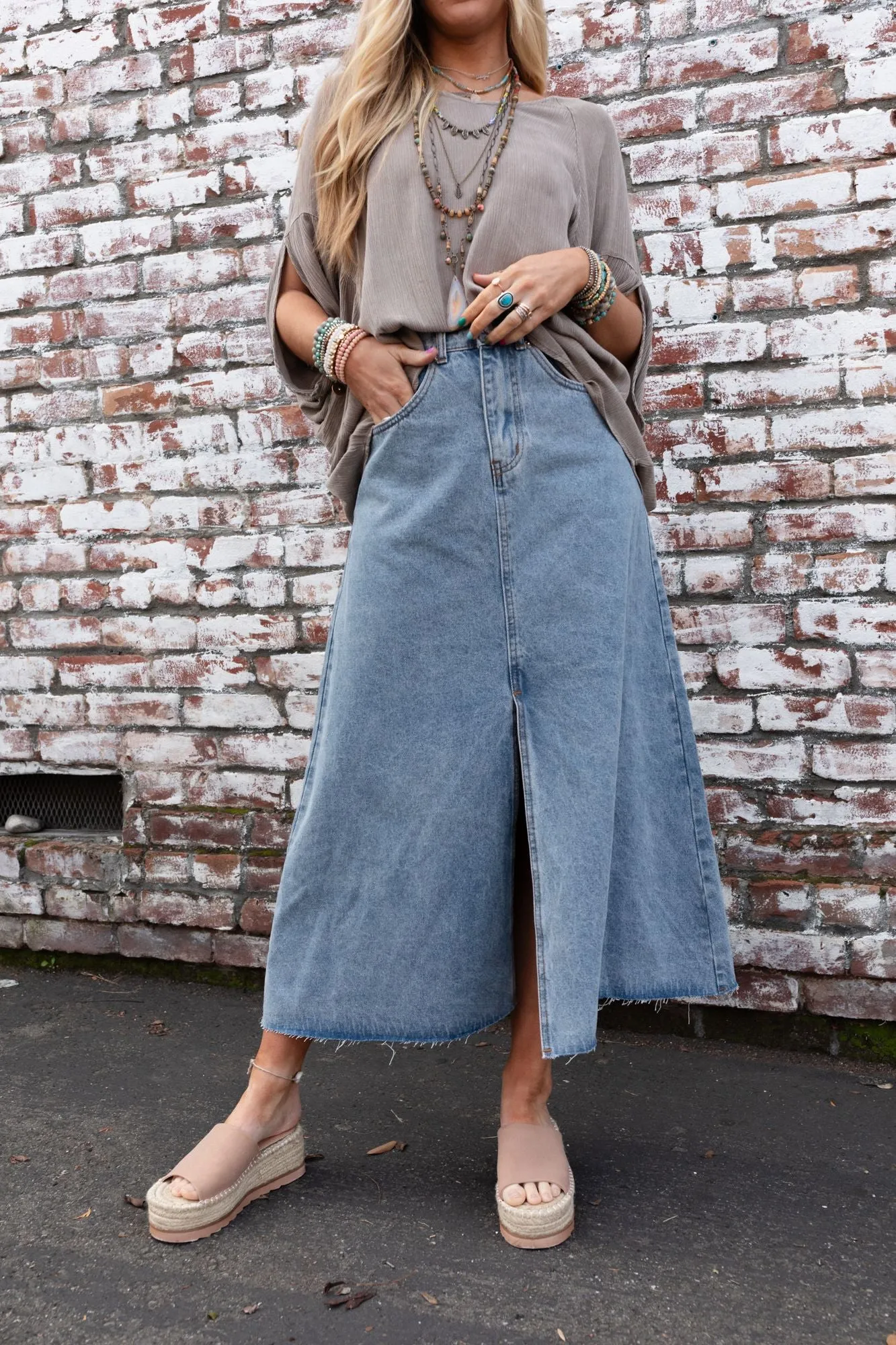 Classic Denim Maxi Skirt - Effortless Style for Every Occasion