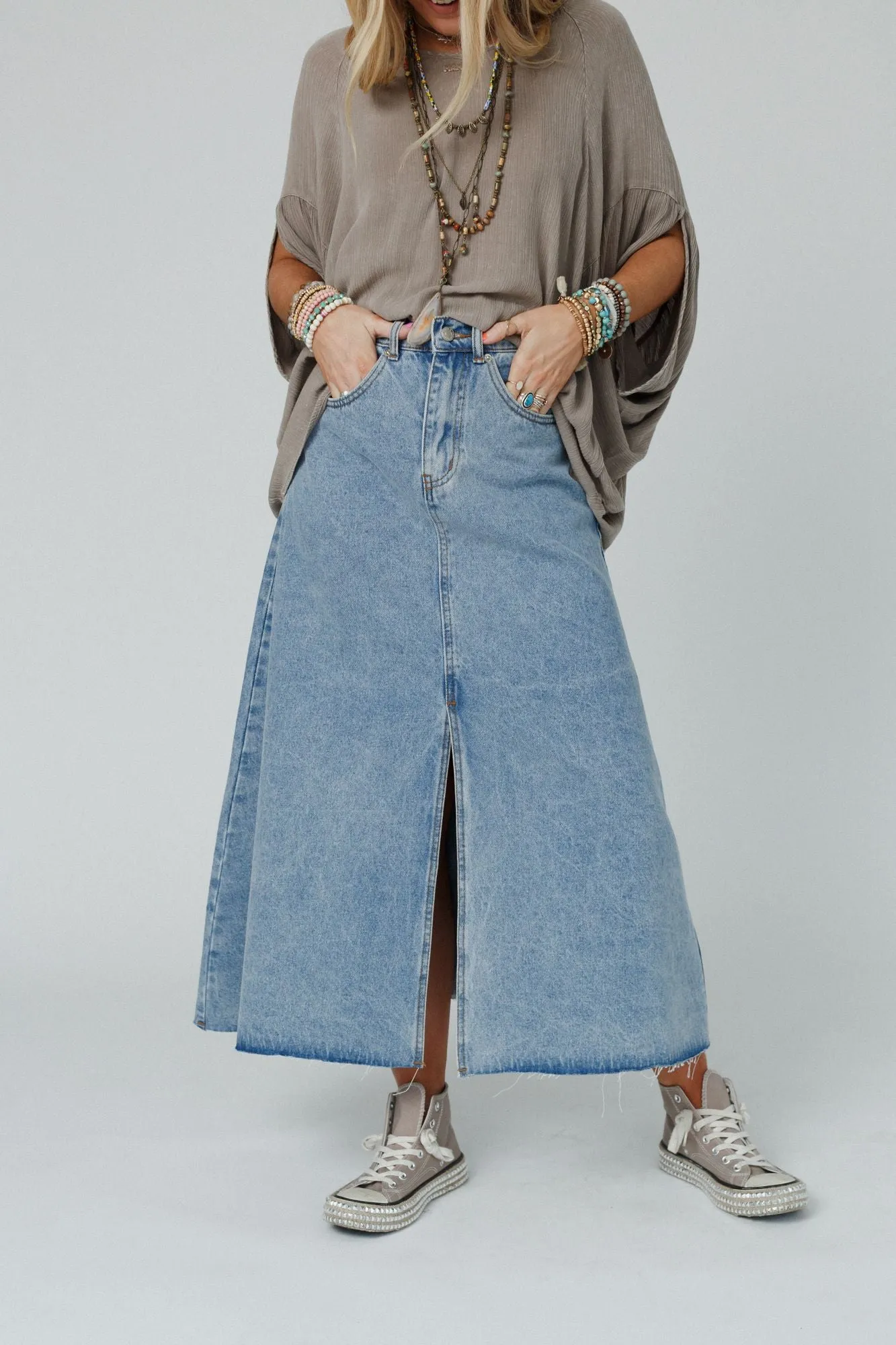 Classic Denim Maxi Skirt - Effortless Style for Every Occasion