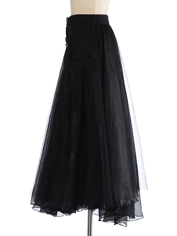 Gothic Style Tulle Skirt with Buckle Closure