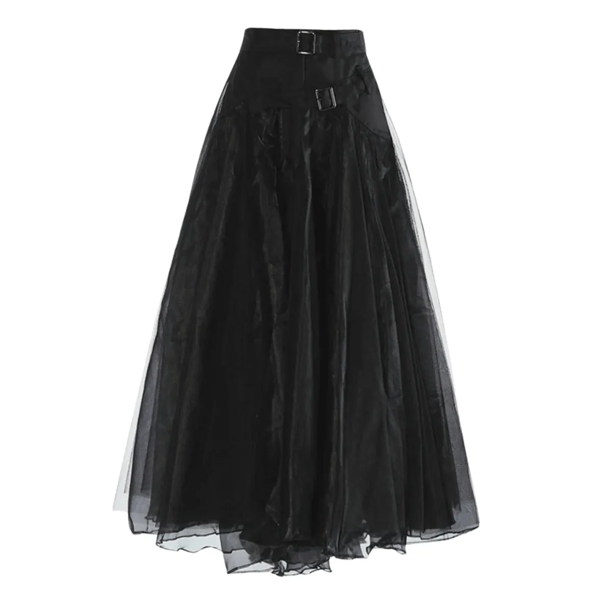 Gothic Style Tulle Skirt with Buckle Closure