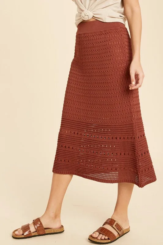 Harmony Crochet Sweater Skirt in Brick