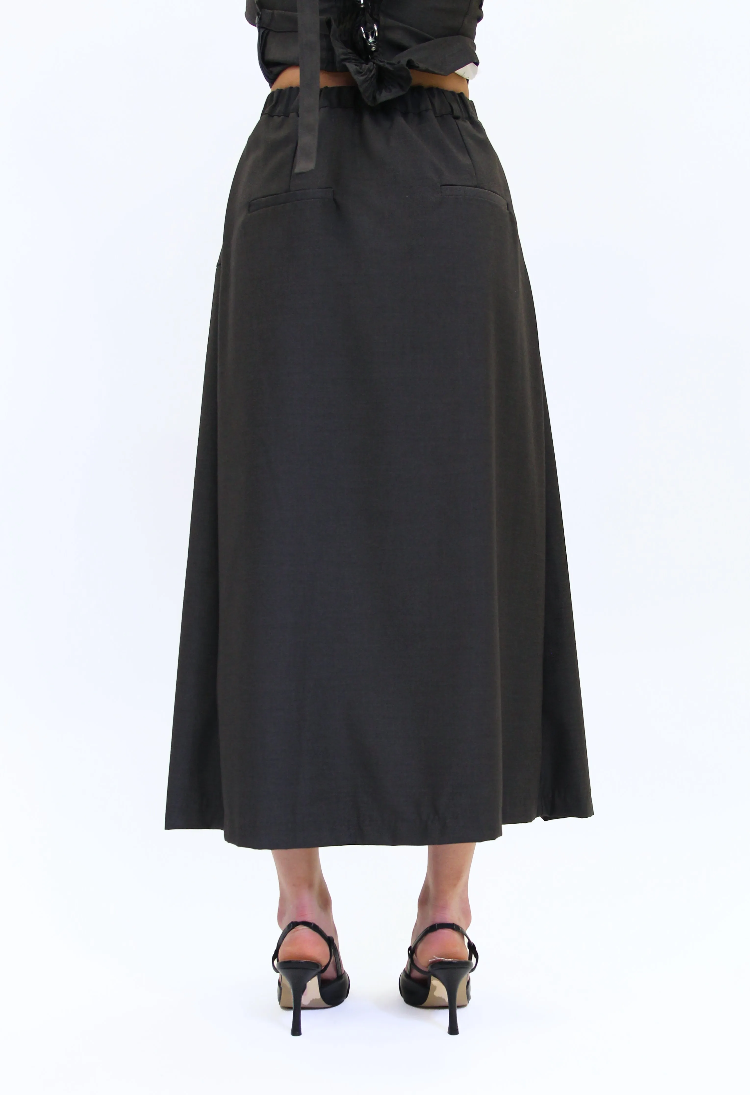 Heritage Midi Skirt in Charcoal