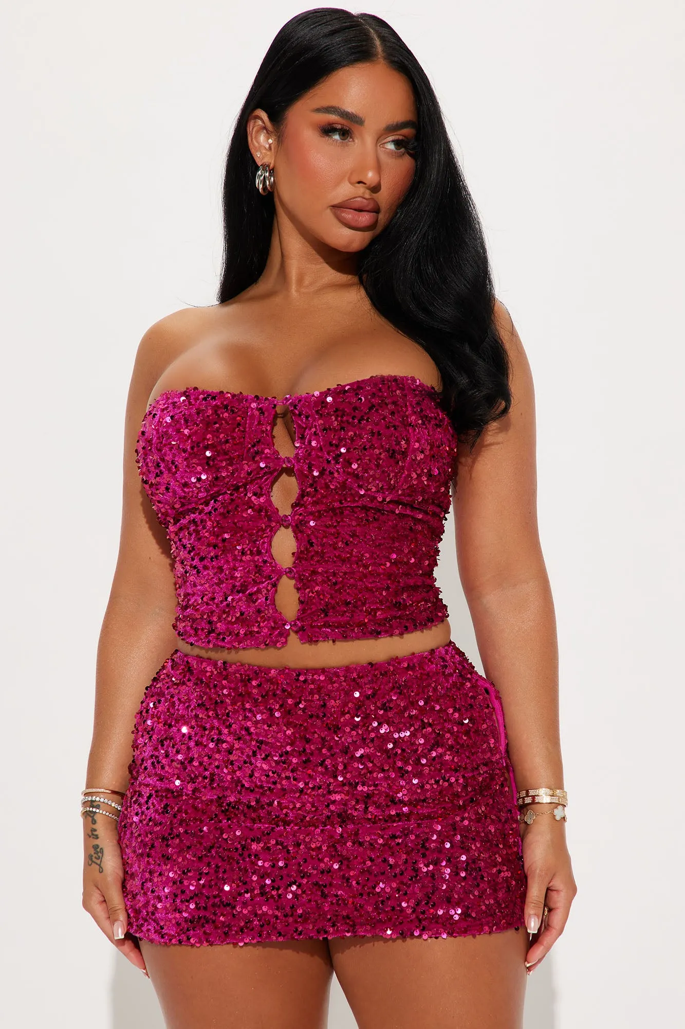 It's My Birthday Sequin Skirt Set - Hot Pink