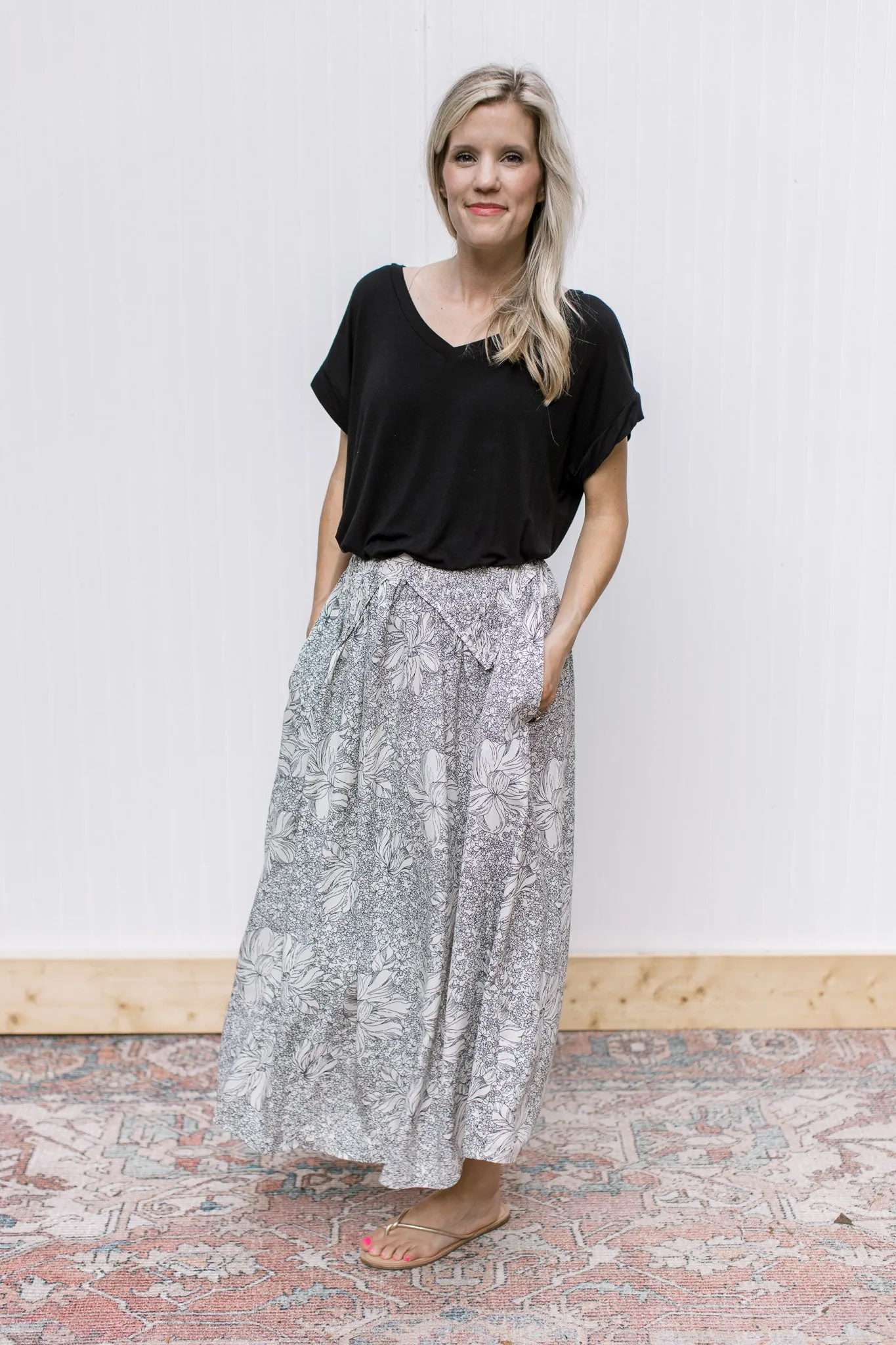 Ivory Black Graphic Skirt