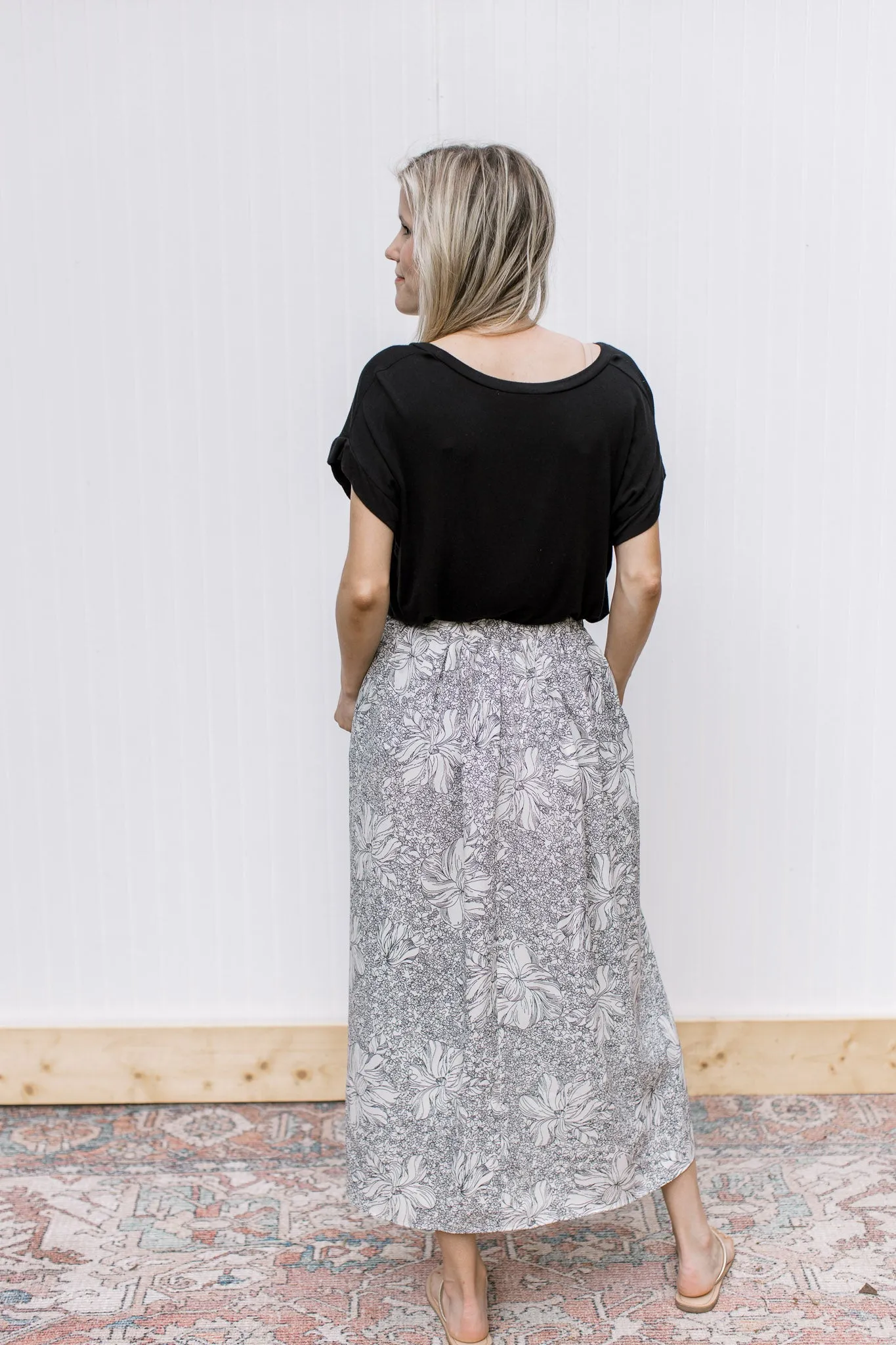 Ivory Black Graphic Skirt