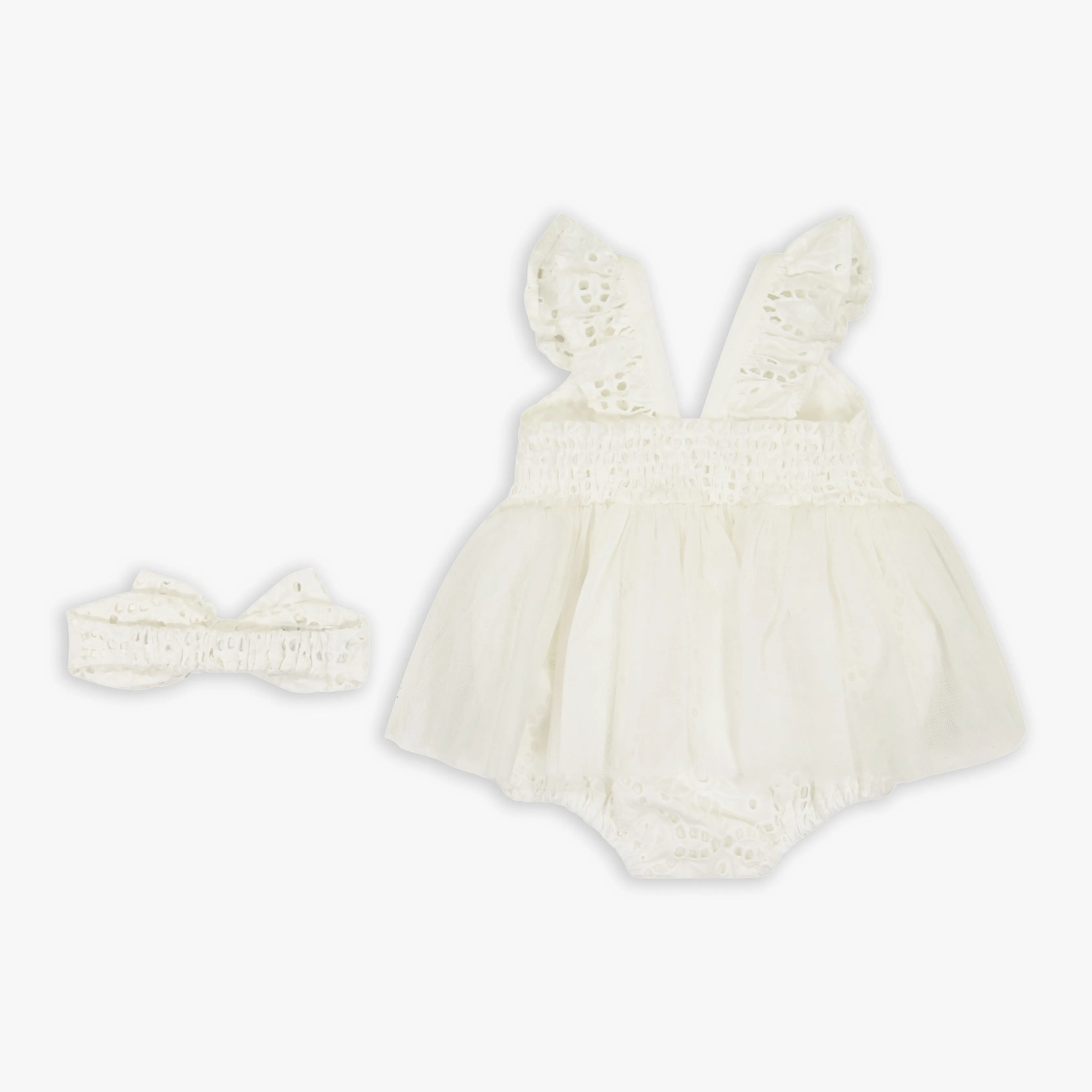 Ivory Eyelet Bodysuit & Headband Set