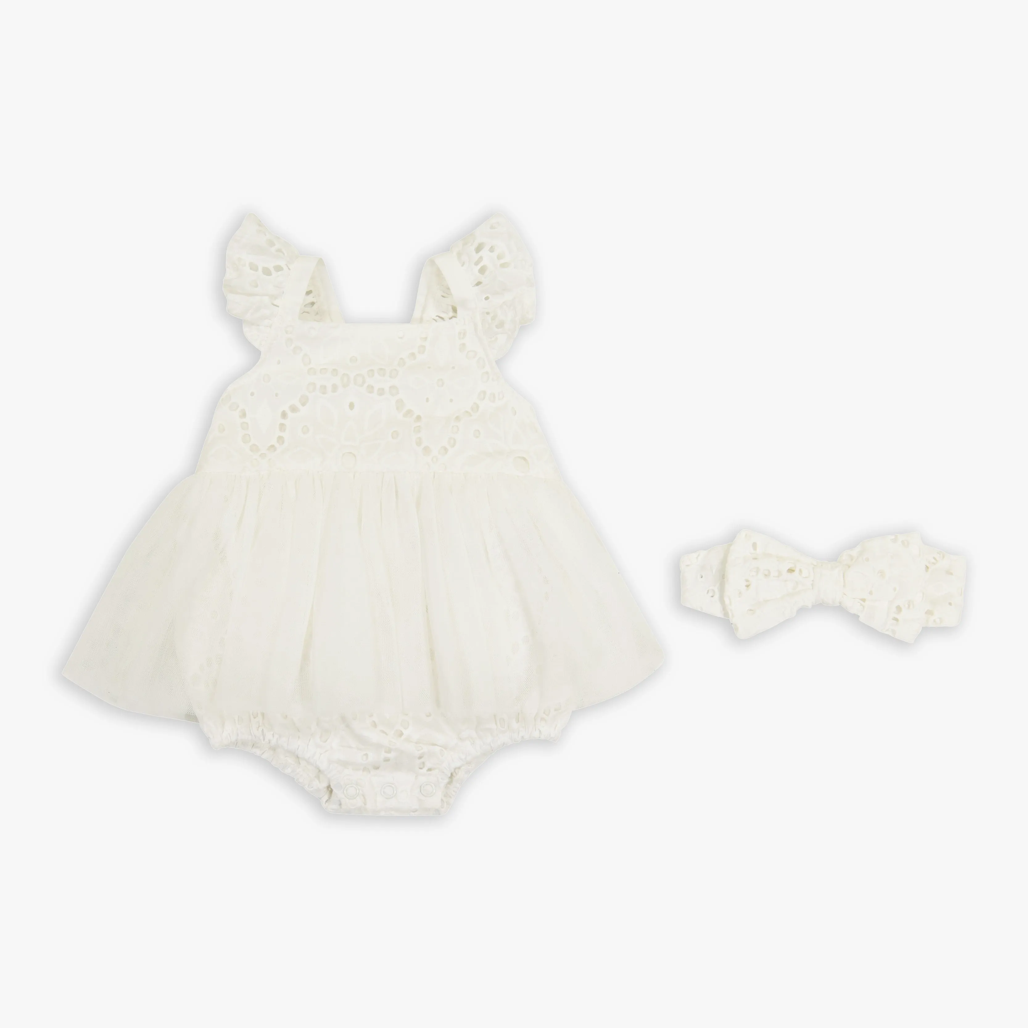 Ivory Eyelet Bodysuit & Headband Set