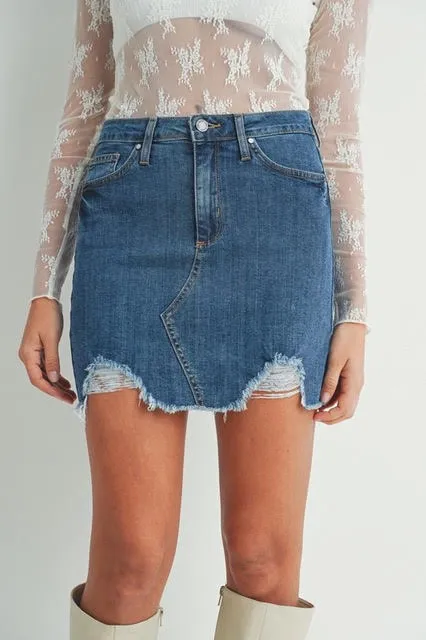 JBD Denim Mini Skirt- Medium Wash