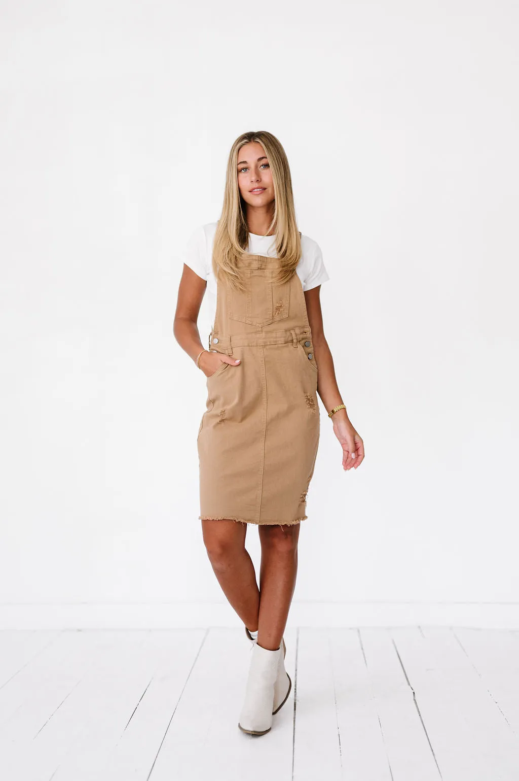 Jovi Overall Dress in Camel