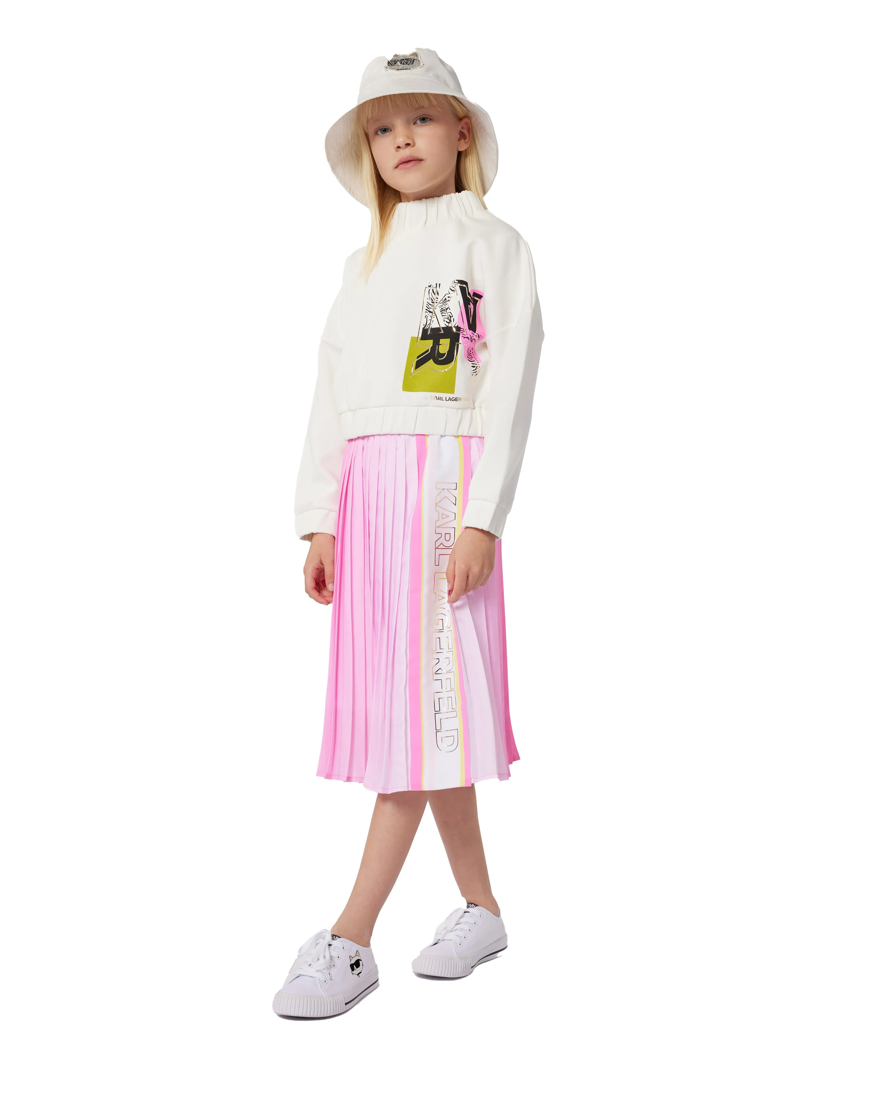 KARL LAGERFELD SS24 Pink Pleated Midi Skirt