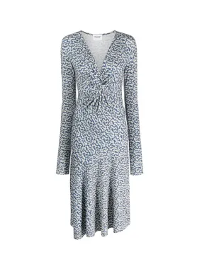 Lania Dress in Blue/Ecru