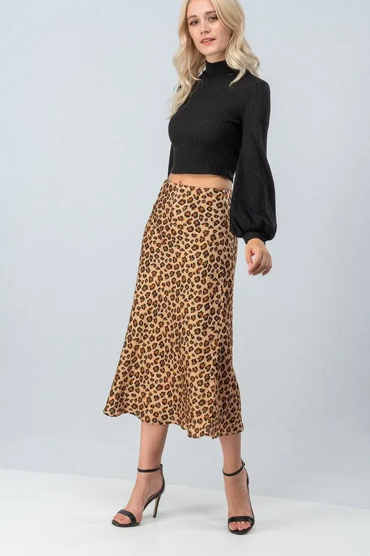 Leaving a Print Midi Skirt in Natural