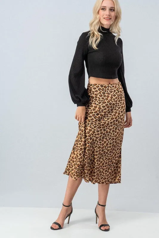 Leaving a Print Midi Skirt in Natural