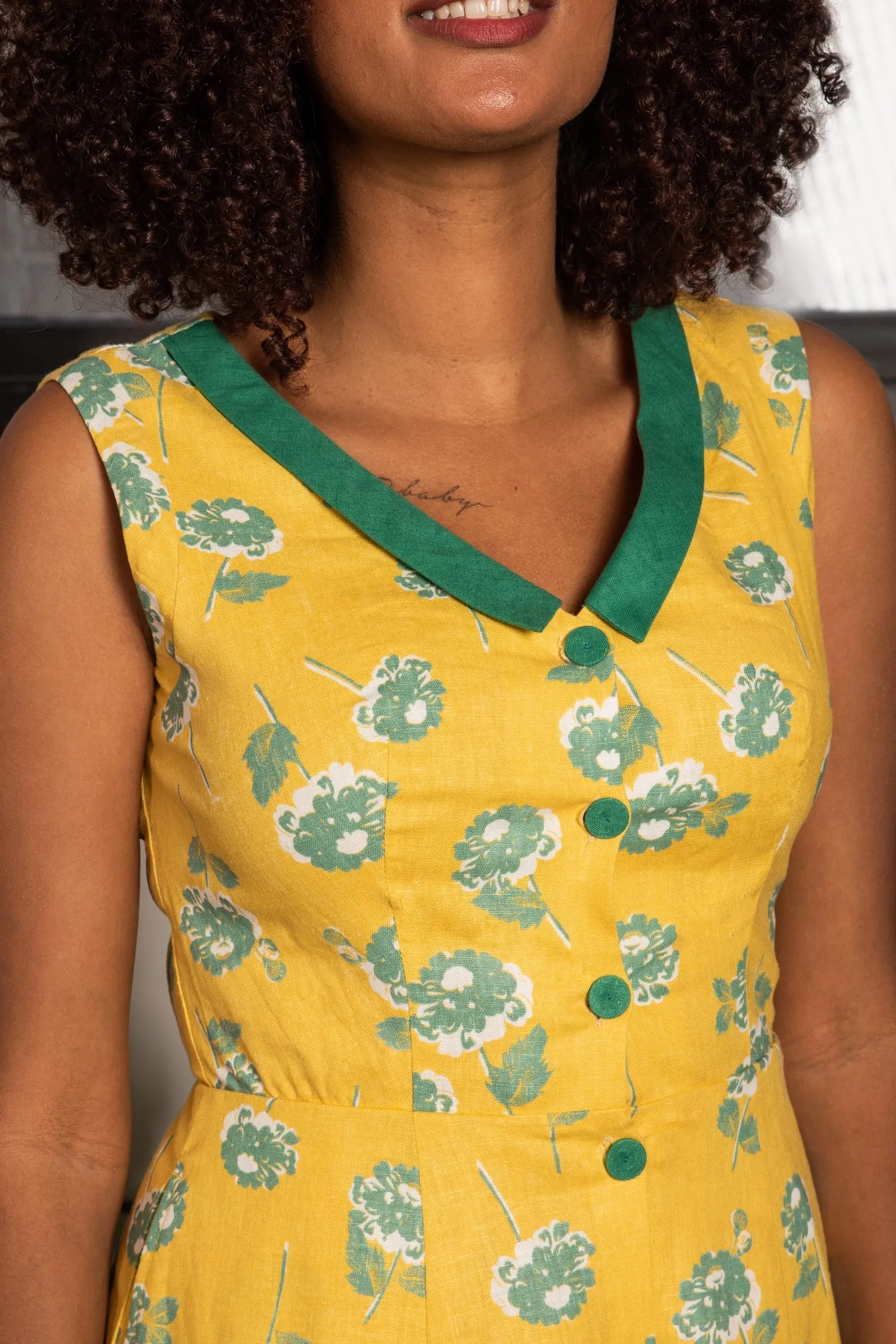 Lemon & Green Linen Dress