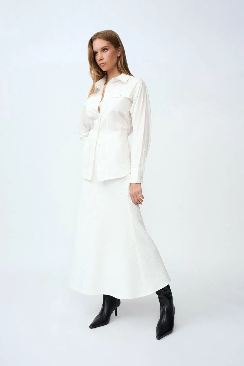 Liona Lace Up Shirt - Ivory