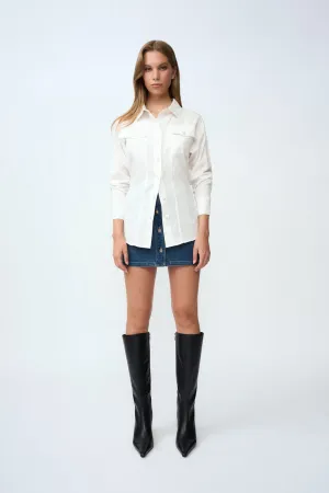 Liona Lace Up Shirt - Ivory