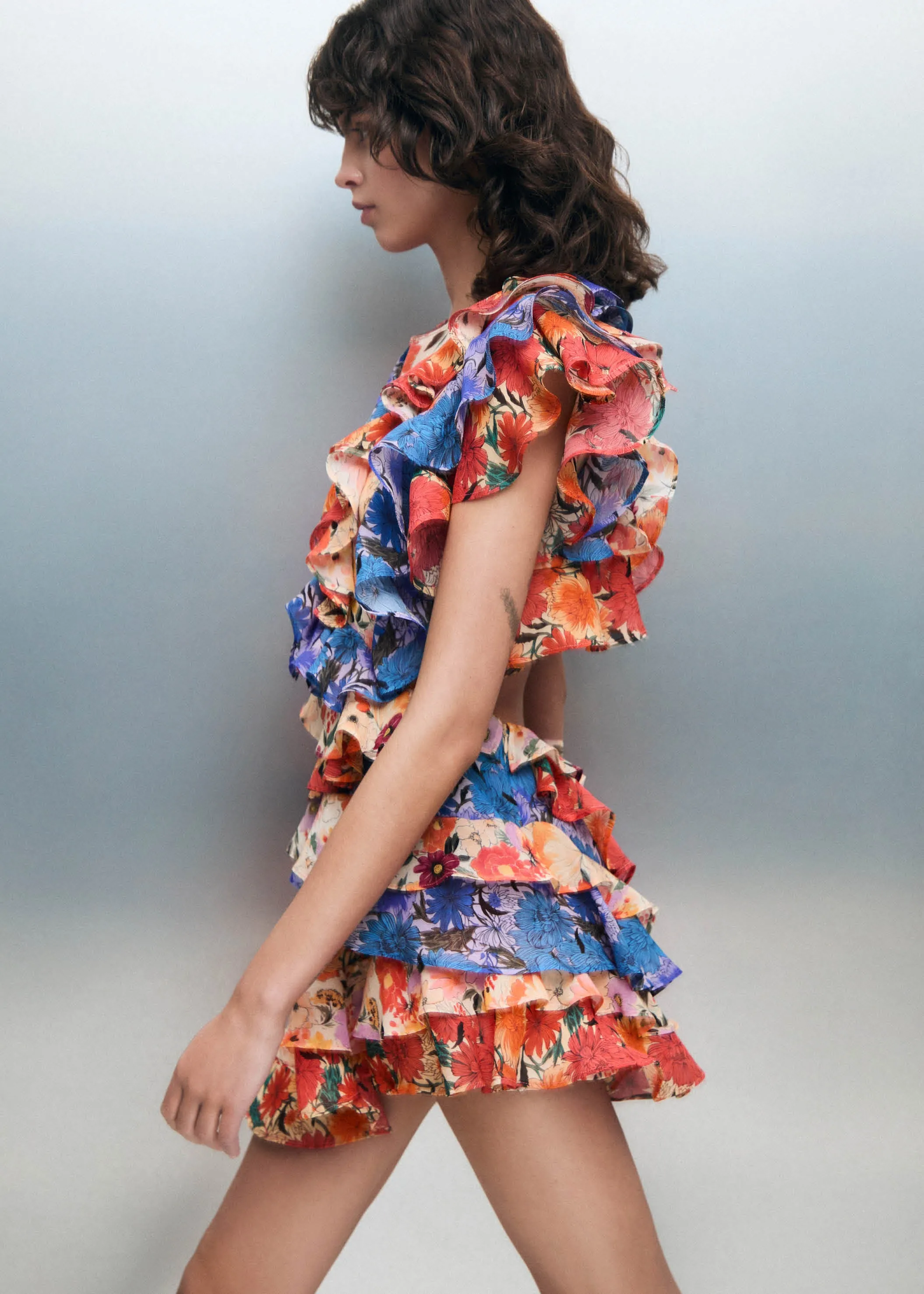 Lorette Print Floral Multicolor Mini Dress