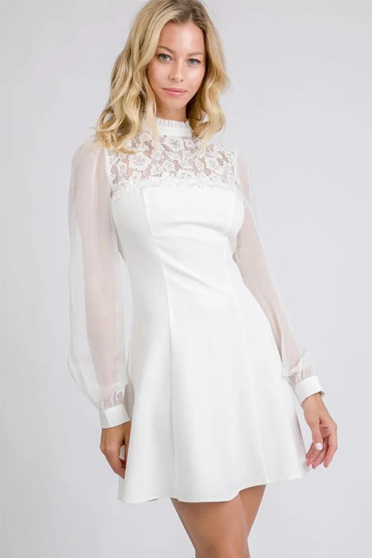 Love At First Dress Lace Fit & Flare Dress - White