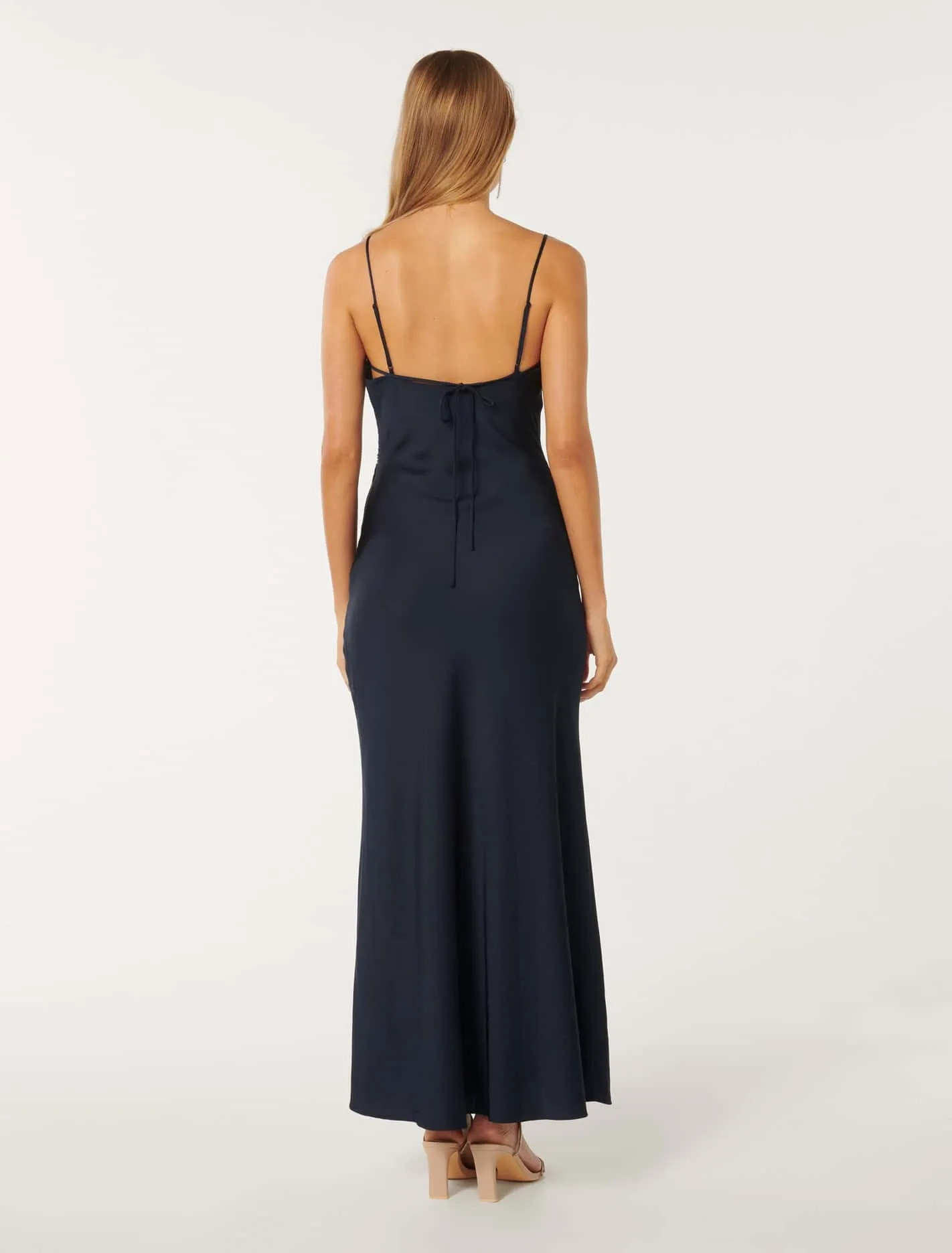 Mia Boat Neck Satin Maxi Dress