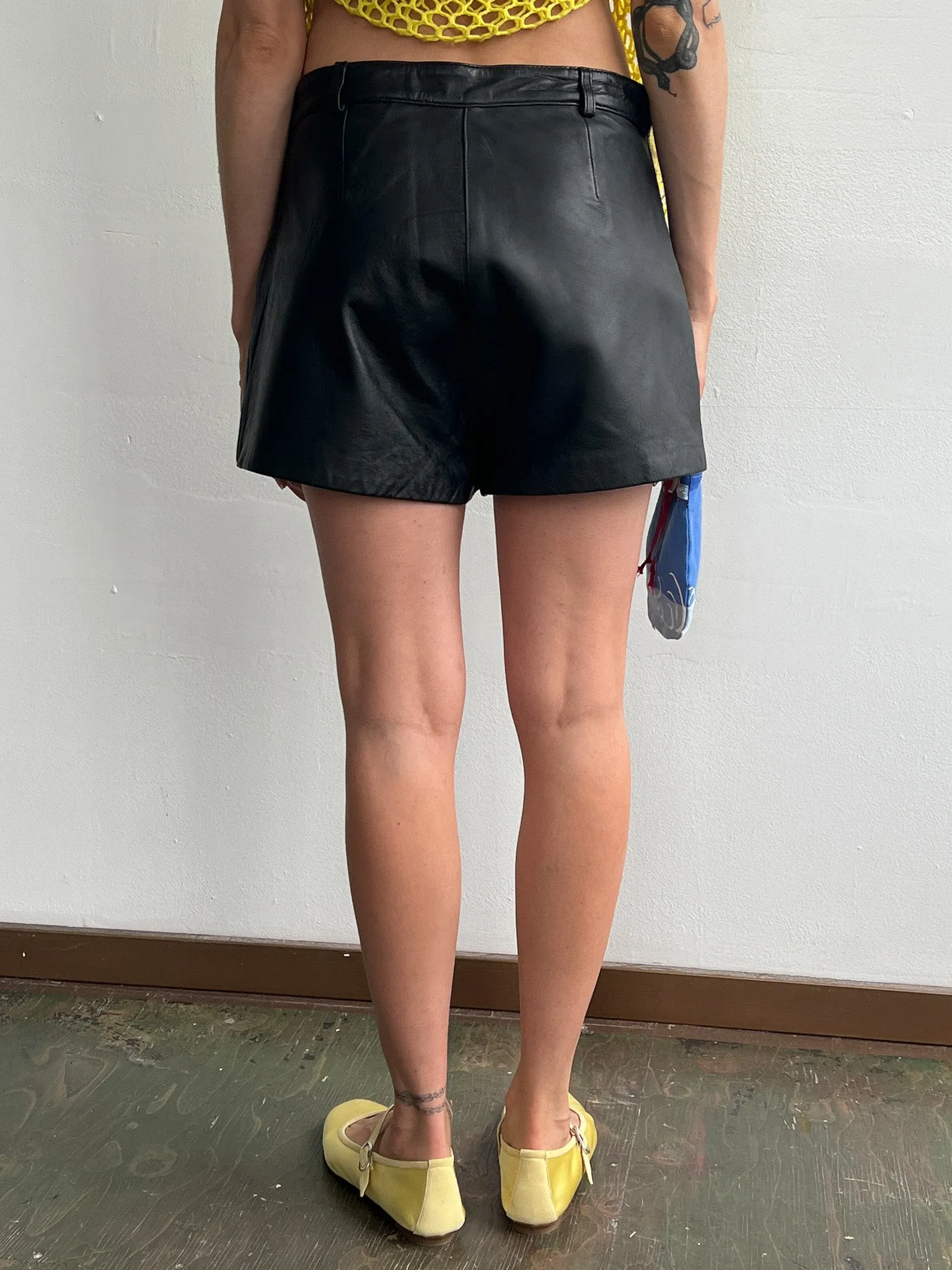 Mini Black Leather Skort (M)