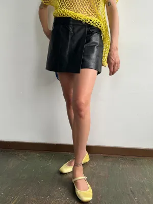 Mini Black Leather Skort (M)