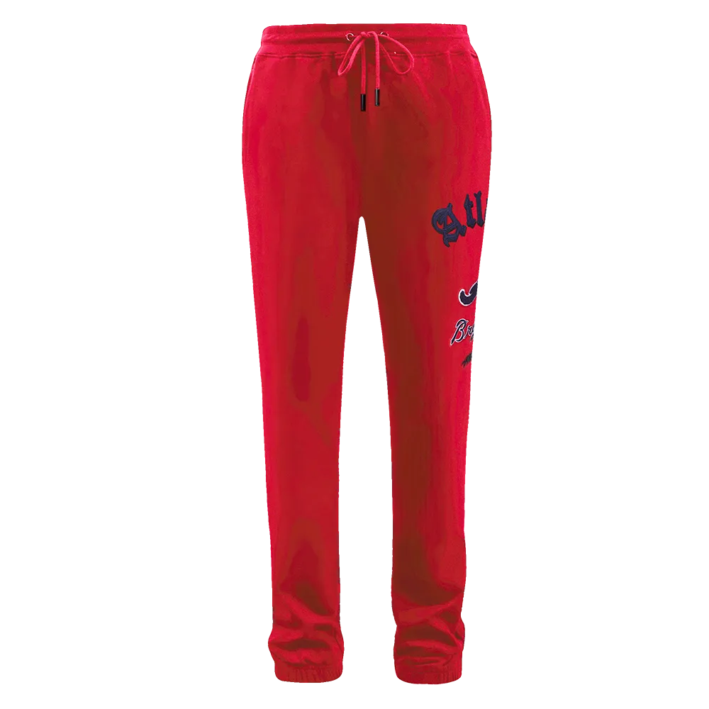 MLB ATLANTA BRAVES OLD ENGLISH MEN'S SWEATPANT (RED)