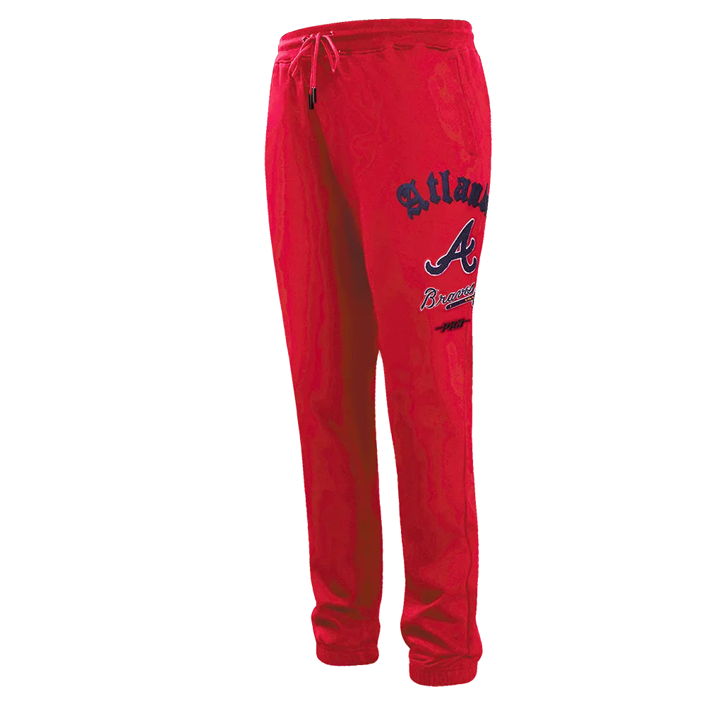 MLB ATLANTA BRAVES OLD ENGLISH MEN'S SWEATPANT (RED)