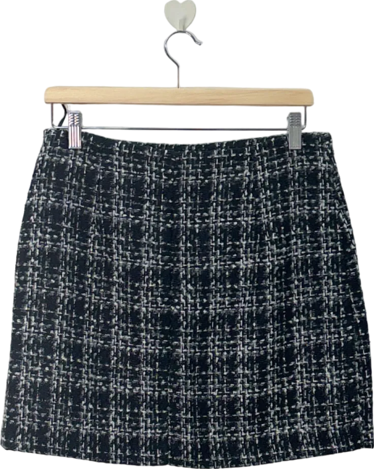 New Look Black/White Boucle Check Mini Skirt UK 12