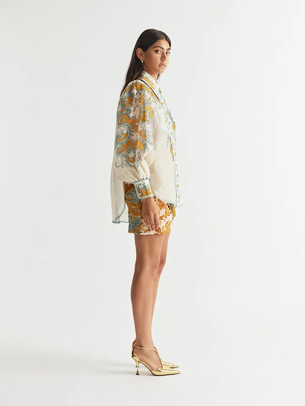 Paloma Balloon Sleeve Blouse in Dandelion Steel