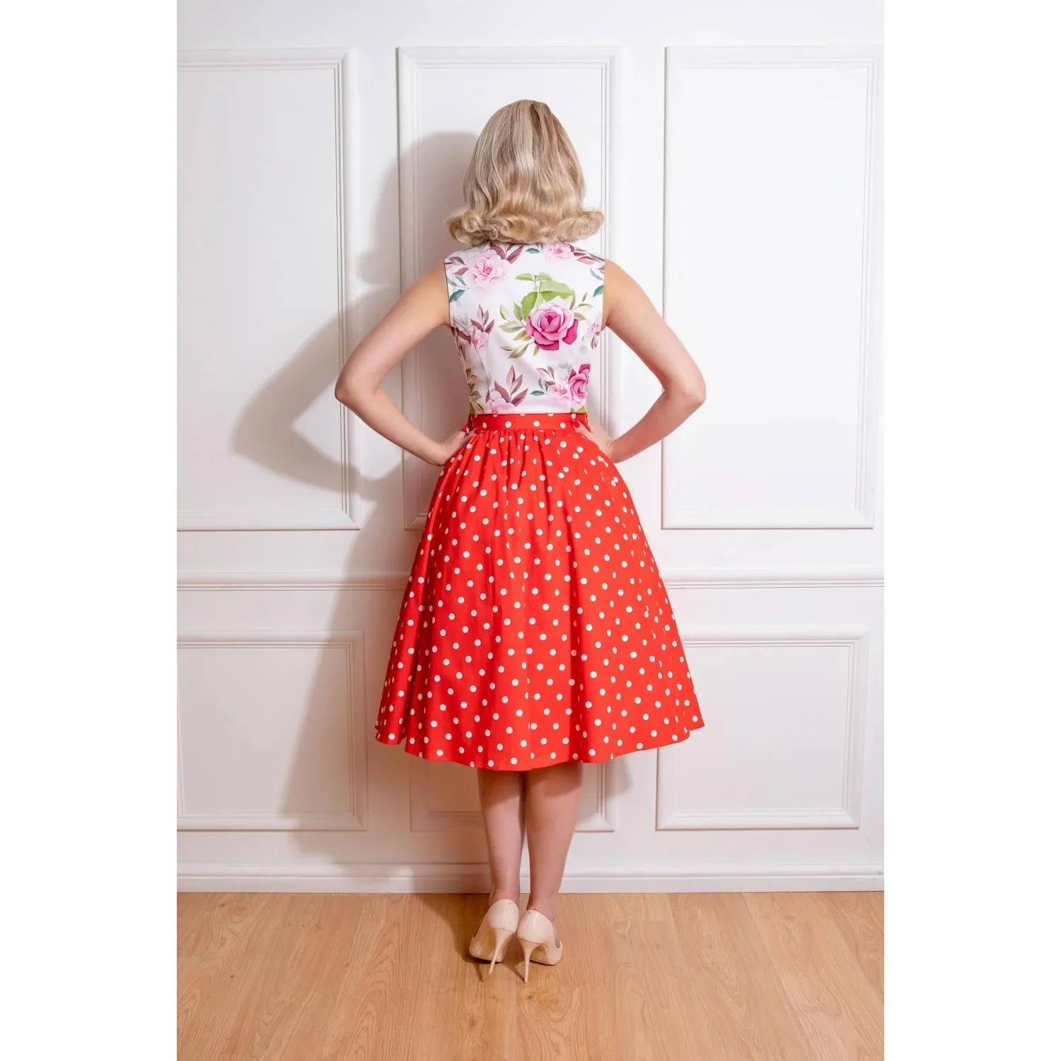 Red Polka Dot Rockabilly Swing Skirt