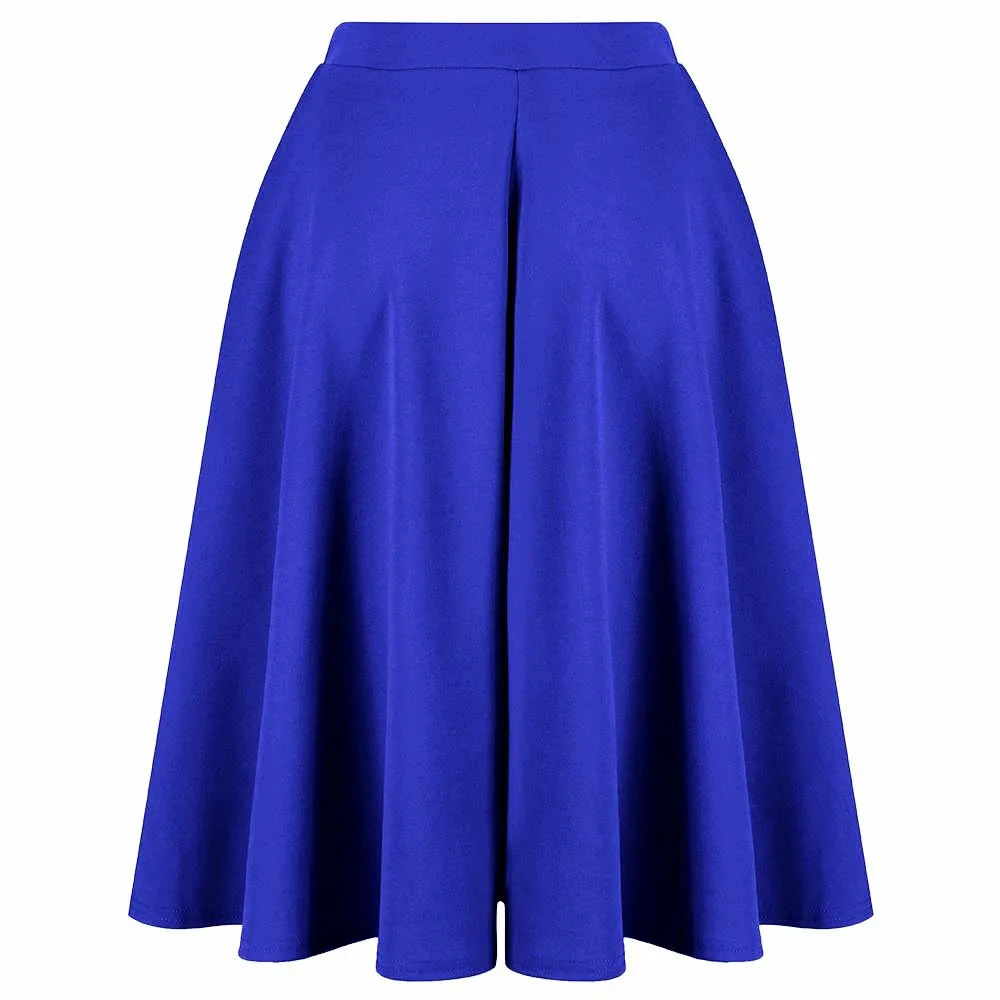 Royal Blue 1950s Vintage Rockabilly Swing Skirt