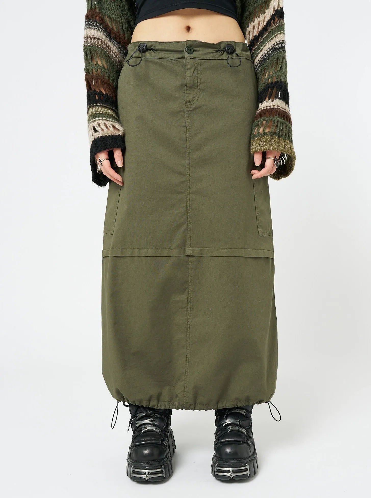 Ruby Khaki Maxi Cargo Skirt