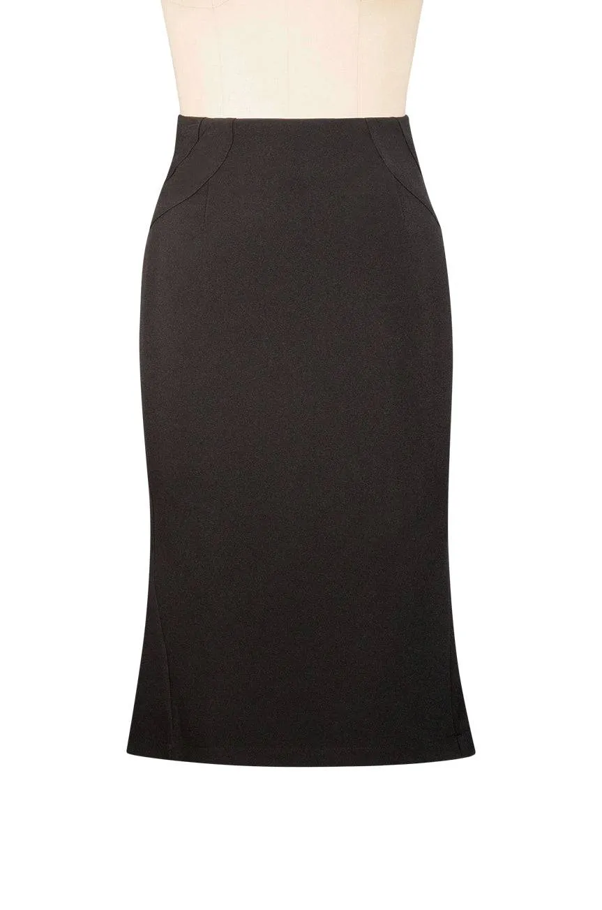 Sherlock Fluted Wiggle Skirt (Black)