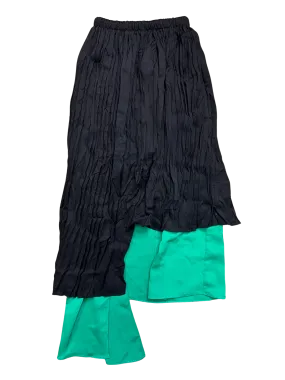 Size XS - Black and Green Asymmetrical Skirt