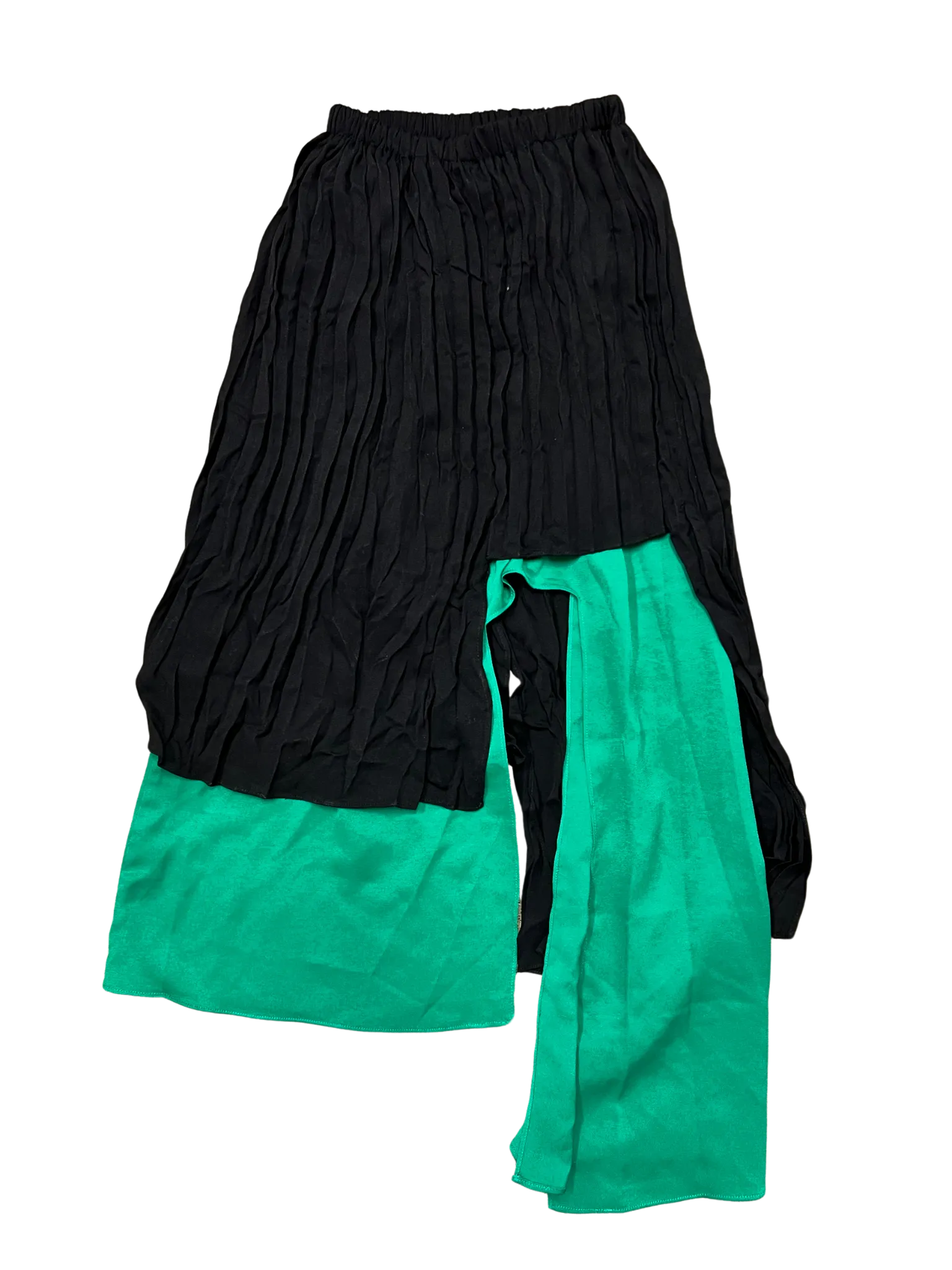 Size XS - Black and Green Asymmetrical Skirt