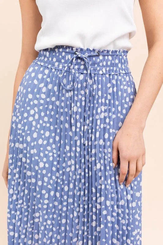 Spotted in Spring Midi Skirt in Blue