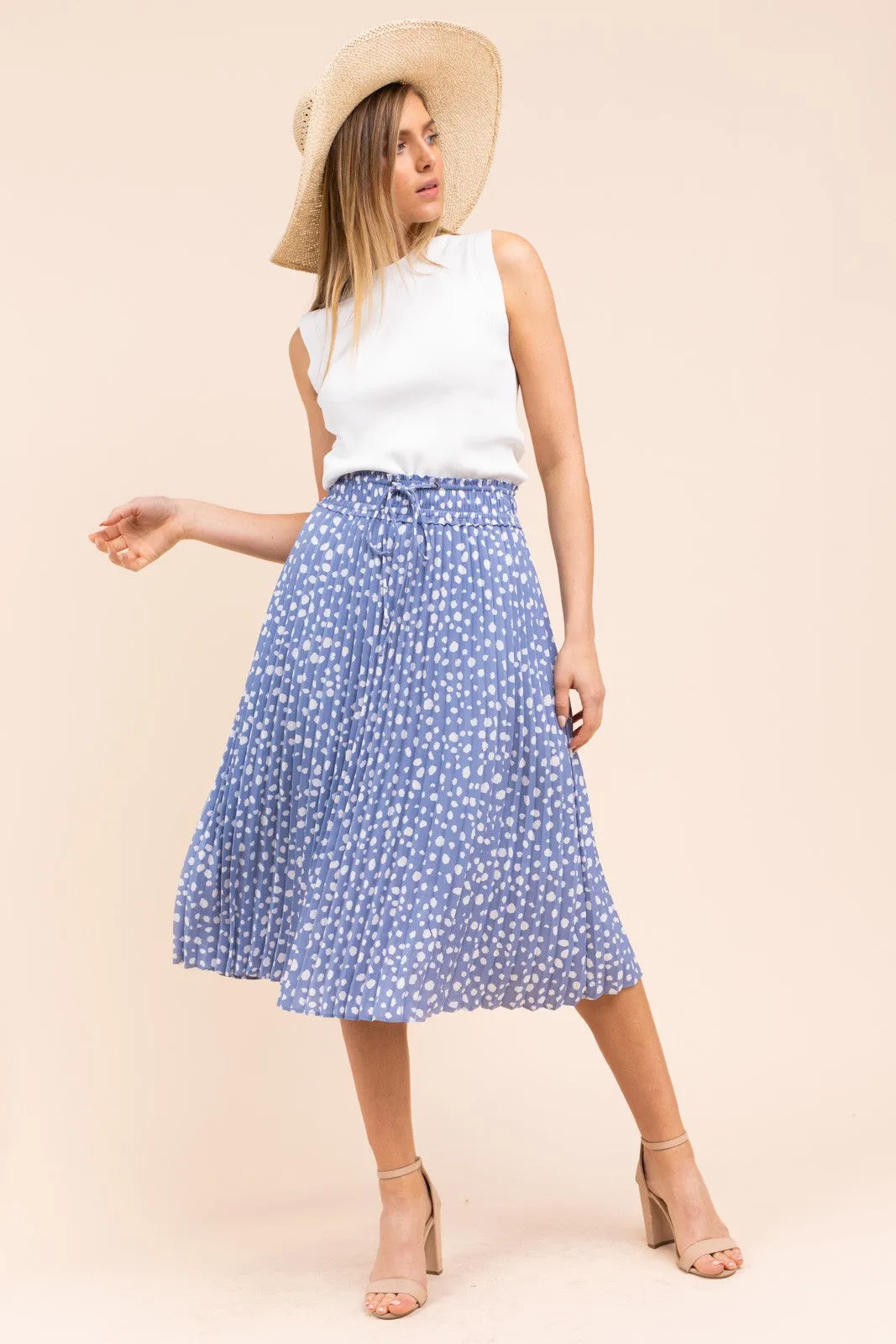 Spotted in Spring Midi Skirt in Blue