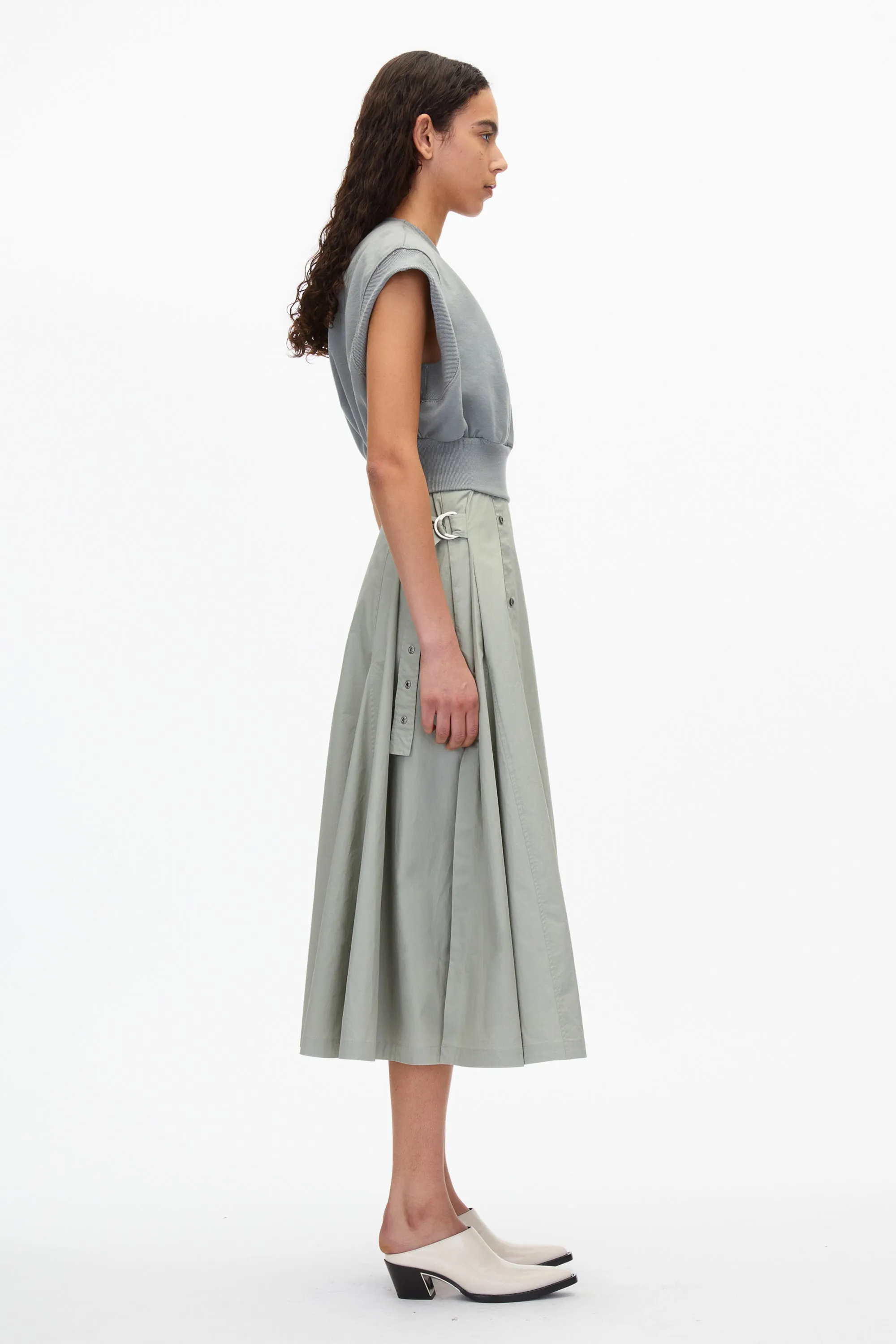 Sweatshirt Combo Dress with Pleated Skirt