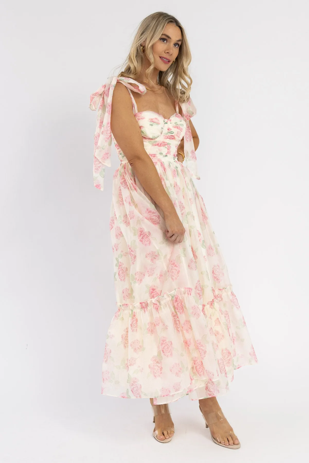 Sweet Serenade Blush Floral Maxi Dress