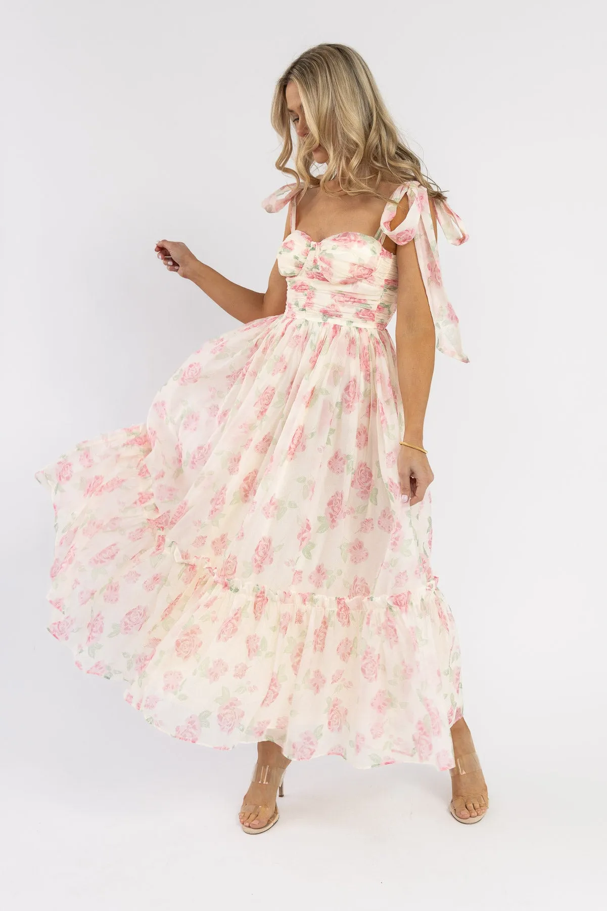 Sweet Serenade Blush Floral Maxi Dress