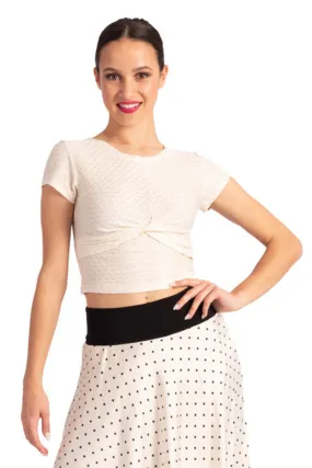 Textured Monochrome Crop Top With Front Knot