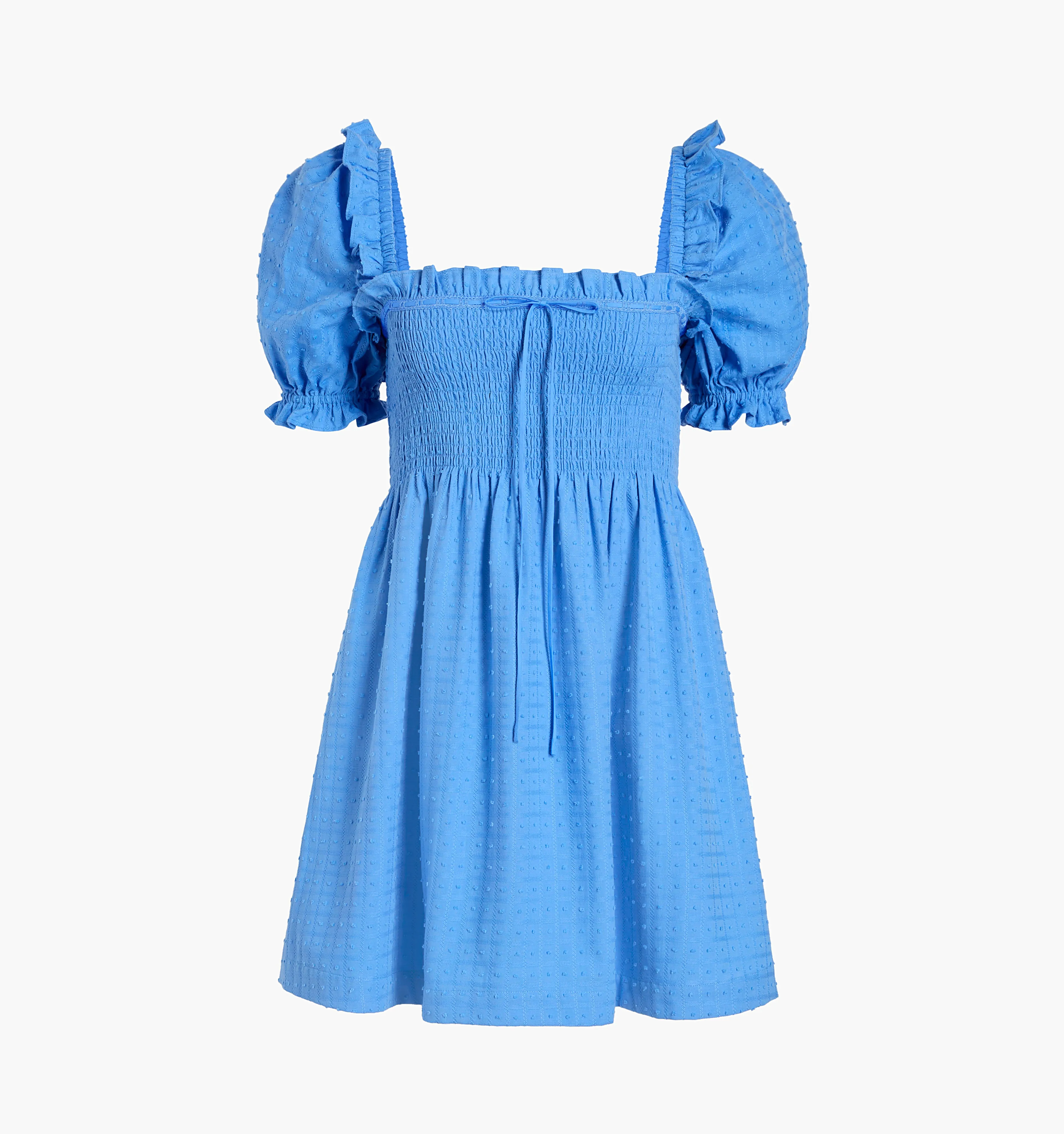 The Scarlett Mini Nap Dress - Hydrangea Blue Textured Clip Dot