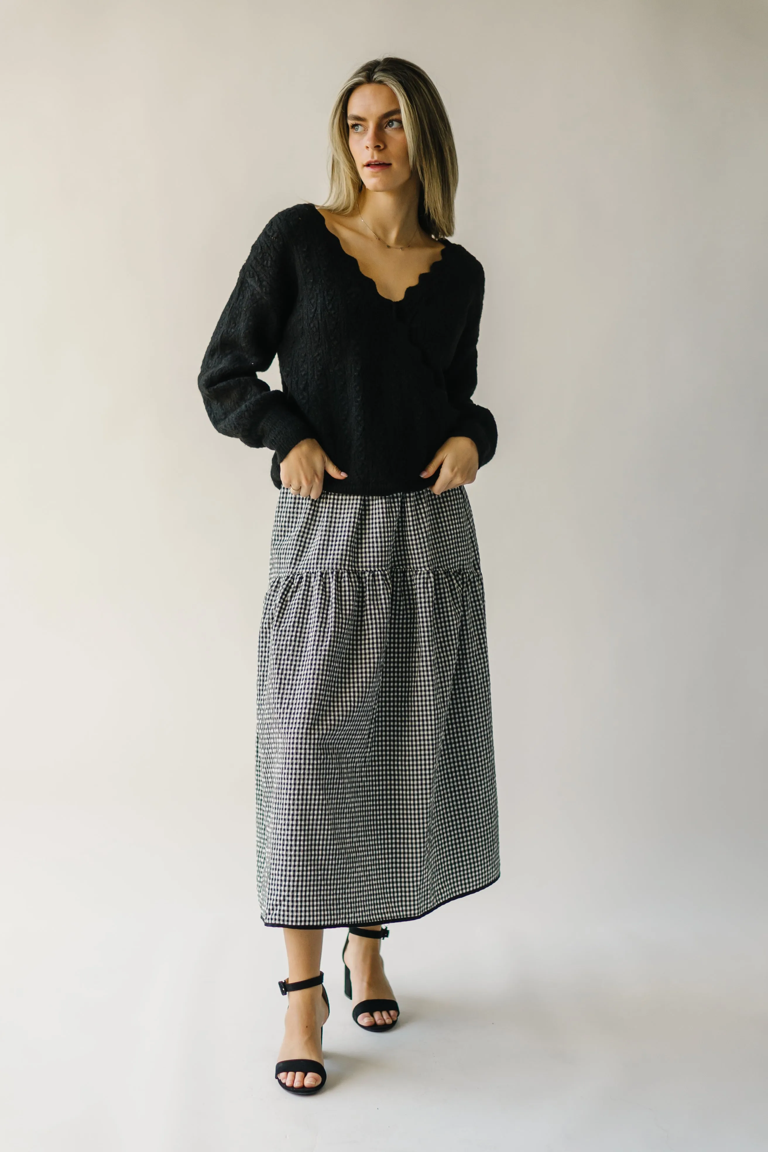 The Wasco Gingham Maxi Skirt in Black