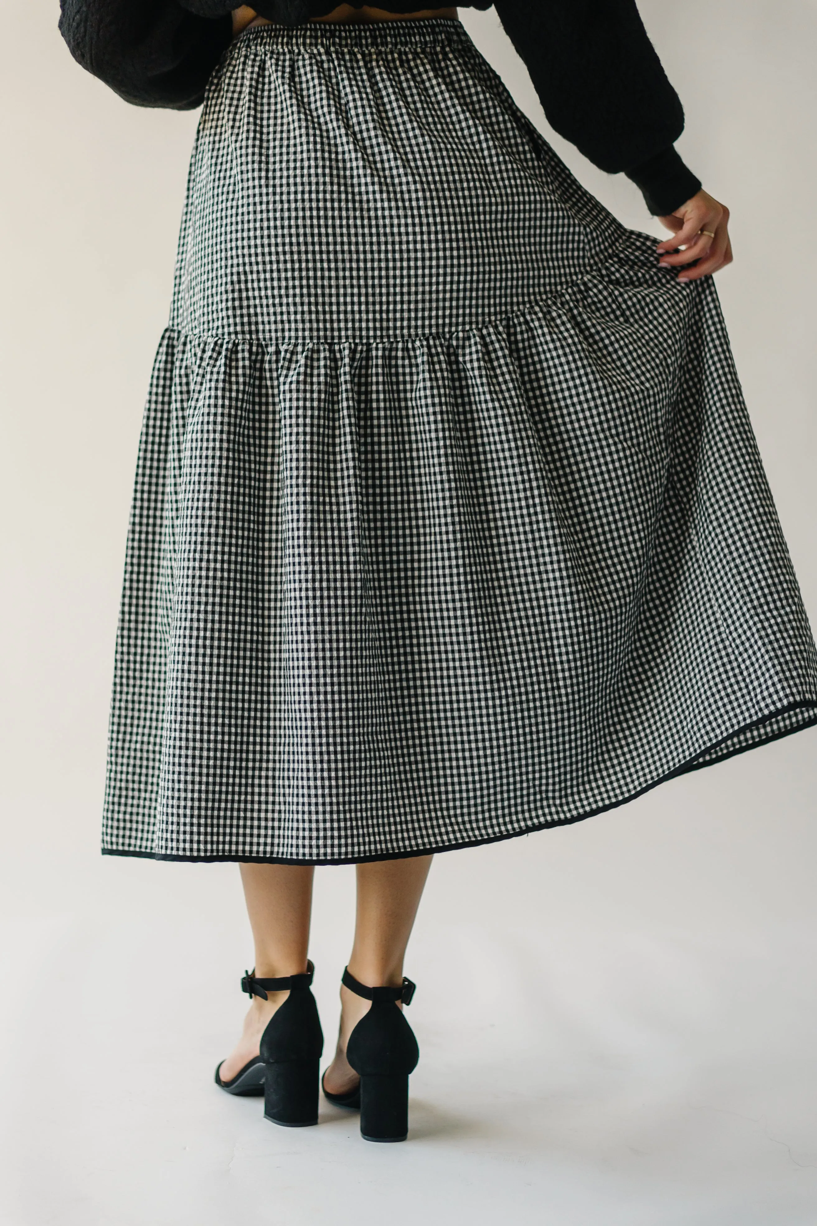 The Wasco Gingham Maxi Skirt in Black