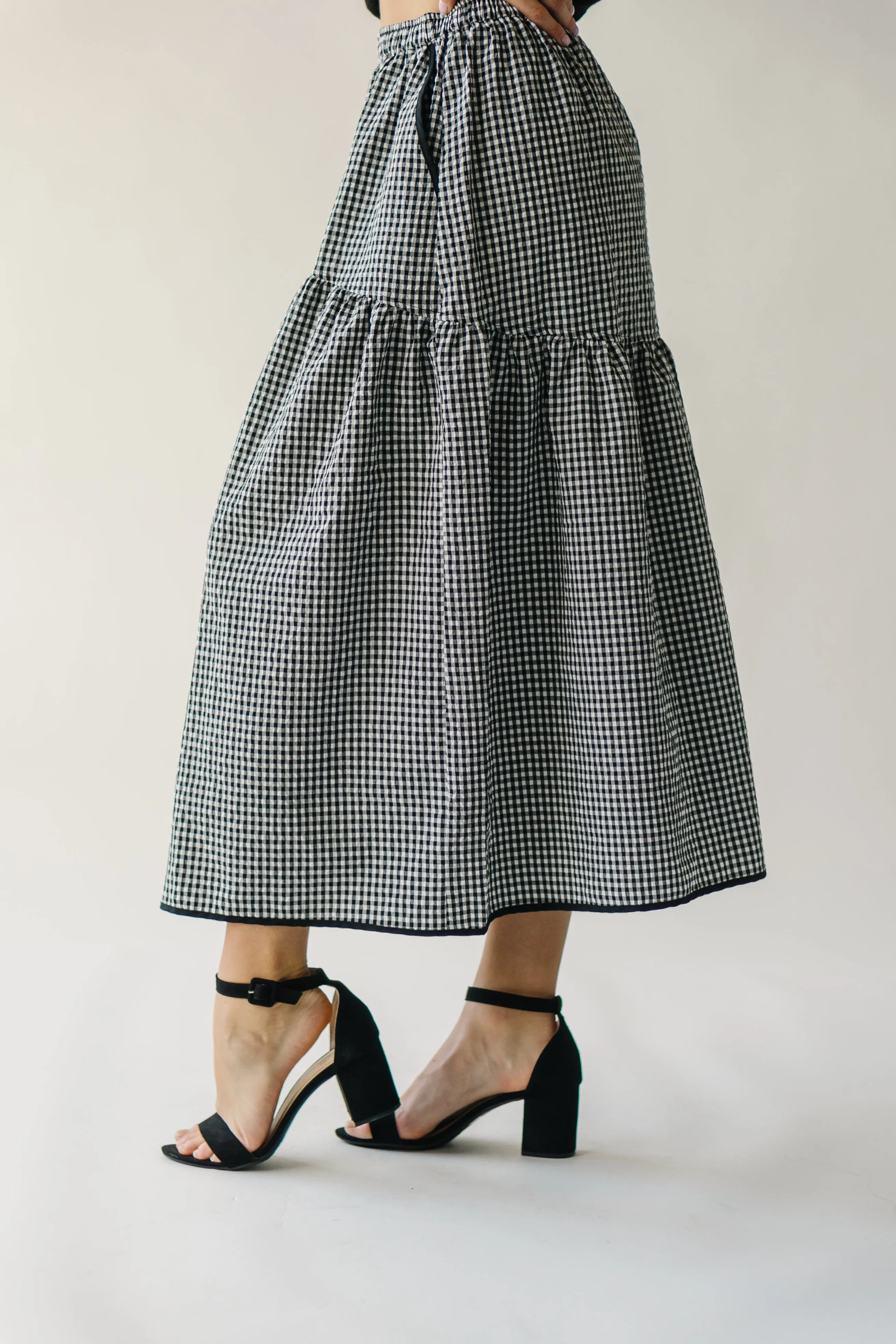 The Wasco Gingham Maxi Skirt in Black