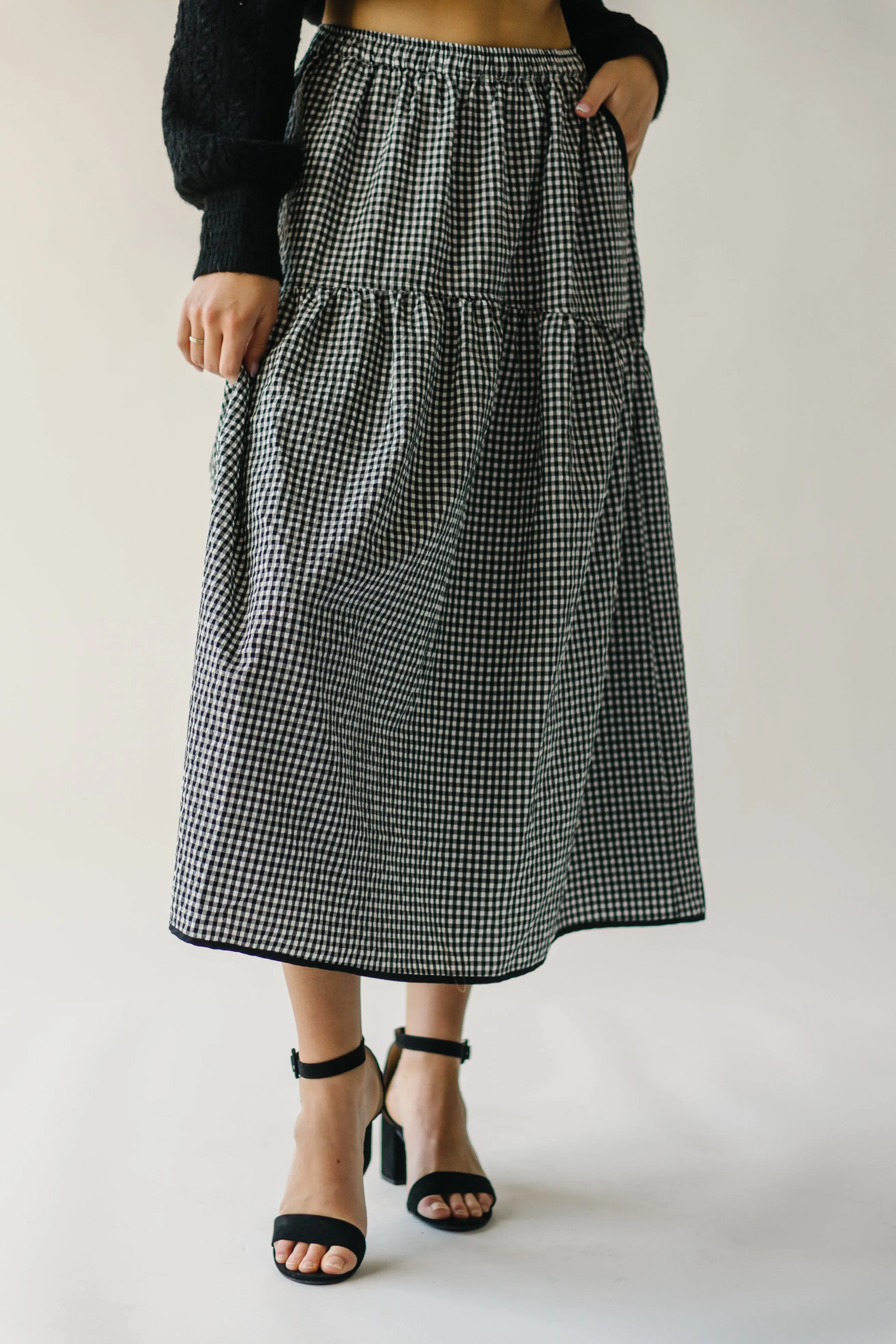 The Wasco Gingham Maxi Skirt in Black