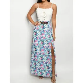 Tie Front Bodice Floral Maxi