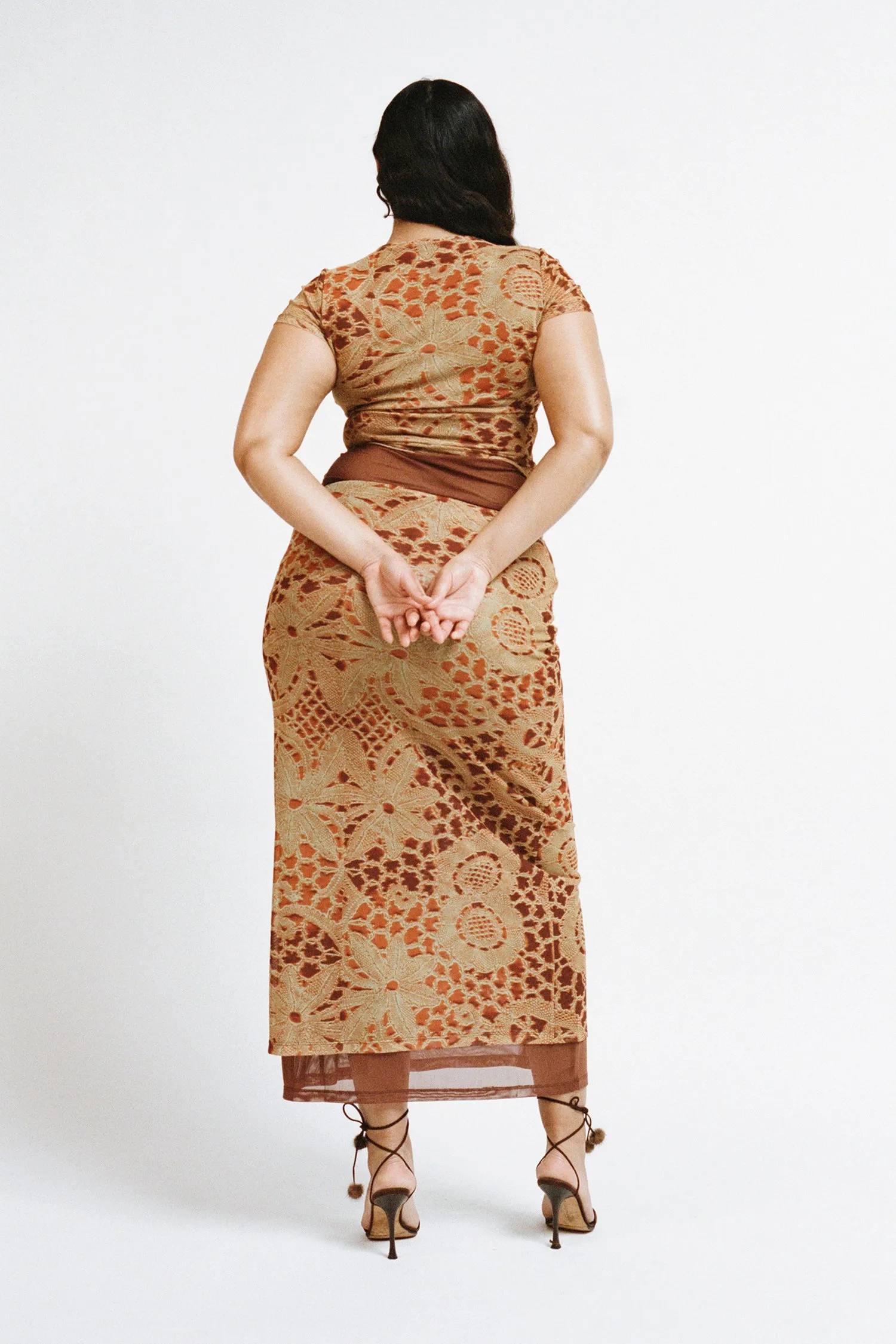 TOPANGA SKIRT - LACE ORANGE